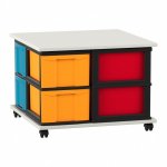 Flexeo Fahrbares Containersystem mit Ablage, 8 große Boxen weiß, bunt  (Zoom)