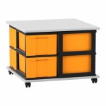 Flexeo Fahrbares Containersystem mit Ablage, 8 große Boxen grau, gelb  (Zoom)