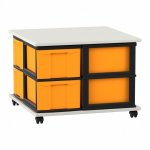 Flexeo Fahrbares Containersystem mit Ablage, 8 große Boxen weiß, gelb  (Zoom)