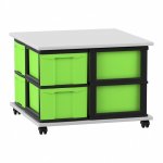 Flexeo Fahrbares Containersystem mit Ablage, 8 große Boxen grau, grün  (Zoom)