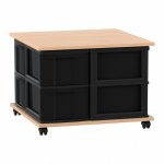 Flexeo Fahrbares Containersystem mit Ablage, 8 große Boxen Buche hell, schwarz  (Zoom)