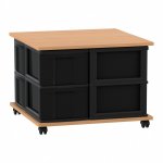 Flexeo Fahrbares Containersystem mit Ablage, 8 große Boxen Buche dunkel, schwarz  (Zoom)