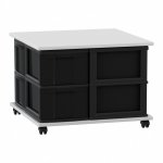 Flexeo Fahrbares Containersystem mit Ablage, 8 große Boxen grau, schwarz  (Zoom)
