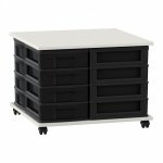 Flexeo Fahrbares Containersystem mit Ablage, 16 kleine Boxen weiß, schwarz  (Zoom)