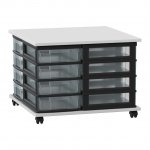 Flexeo Fahrbares Containersystem mit Ablage, 16 kleine Boxen grau, transparent  (Zoom)