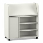 Flexeo Bücherwagen fahrbar, 3 große Boxen weiß, Rückseite  (Zoom)