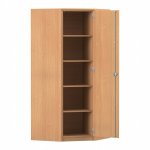 Flexeo Eckschrank, 5 Fächer, 1 Tür Buche dunkel, offen  (Zoom)