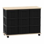 Flexeo Fahrbares Containersystem mit Ablage, 9 große Boxen Ahorn honig, schwarz  (Zoom)