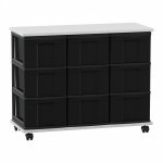 Flexeo Fahrbares Containersystem mit Ablage, 9 große Boxen grau, schwarz  (Zoom)