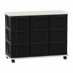 Flexeo Fahrbares Containersystem mit Ablage, 9 große Boxen weiß, schwarz  (Zoom)