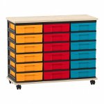 Flexeo Fahrbares Containersystem mit Ablage, 18 kleine Boxen Ahorn honig, bunt  (Zoom)
