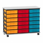 Flexeo Fahrbares Containersystem mit Ablage, 18 kleine Boxen grau, bunt  (Zoom)