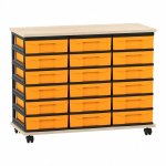 Flexeo Fahrbares Containersystem mit Ablage, 18 kleine Boxen Ahorn honig, gelb  (Zoom)