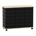 Flexeo Fahrbares Containersystem mit Ablage, 18 kleine Boxen Ahorn honig, schwarz  (Zoom)