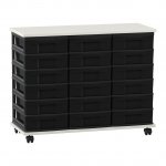 Flexeo Fahrbares Containersystem mit Ablage, 18 kleine Boxen weiß, schwarz  (Zoom)