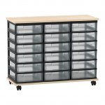 Flexeo Fahrbares Containersystem mit Ablage, 18 kleine Boxen Ahorn honig, transparent  (Zoom)