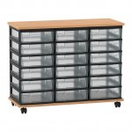 Flexeo Fahrbares Containersystem mit Ablage, 18 kleine Boxen Buche hell, transparent  (Zoom)