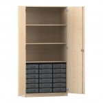 Flexeo Schrank, 18 kleine Boxen, 3 Fächer, 2 Türen Ahorn honig, transparent  (Zoom)