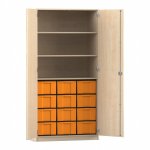 Flexeo Schrank, 12 große Boxen, 3 Fächer, 2 Türen Ahorn honig, gelb  (Zoom)