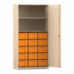 Flexeo Schrank, 15 große Boxen, 2 Fächer, 2 Türen Ahorn honig, gelb  (Zoom)