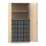 Flexeo Schrank, 15 große Boxen, 2 Fächer, 2 Türen Ahorn honig, transparent  (Zoom)