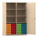 Flexeo Schrank, 24 kleine Boxen, 6 Fcher, Mittelwand, 2 Tren