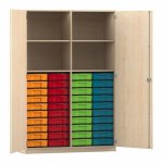 Flexeo Schrank, 40 kleine Boxen, 4 Fcher, Mittelwand, 2 Tren