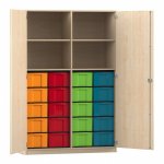 Flexeo Schrank, 20 groe Boxen, 4 Fcher, Mittelwand, 2 Tren