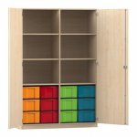 Flexeo Schrank, 12 groe Boxen, 6 Fcher, Mittelwand, 2 Tren