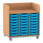 Flexeo Wickelkommode mit 24 kleinen Boxen Buche dunkel, hellblau  (Zoom)