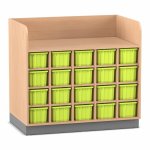Flexeo Wickelkommode mit 20 großen Boxen Buche hell, grün  (Zoom)