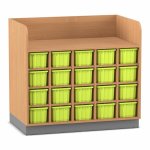 Flexeo Wickelkommode mit 20 großen Boxen Buche dunkel, grün  (Zoom)