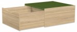 EduCasa Podest - Quadrat mit Rollkasten 75 x 75 cm Eiche natur, dunkelgrün (Zoom)