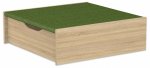 Betzold EduCasa Podest - Quadrat mit Rollkasten 75 x 75 cm Eiche natur, dunkelgrün  (Zoom)