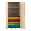 Flexeo Garagenschrank, 3 Fcher, 3 Rollcontainer, 24 kleine Boxen