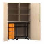 Flexeo Garagenschrank, 6 Fächer, 1 Rollcontainer, 4 Boxen, 1 Transportwagen Ahorn honig, gelb (Zoom)