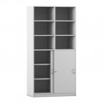 Flexeo Schiebetürenschrank, 12 Fächer, Mittelwand, 2 Türen, Breite 94,4 cm grau  (Zoom)