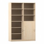 Flexeo Schiebetürenschrank, 12 Fächer, Mittelwand, 2 Türen, Breite 126,4 cm Ahorn honig  (Zoom)