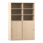 Flexeo Schiebetürenschrank, 12 Fächer, Mittelwand, 2 Türen, Breite 126,4 cm Ahorn honig geschlossen (Zoom)