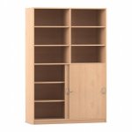 Flexeo Schiebetürenschrank, 12 Fächer, Mittelwand, 2 Türen, Breite 126,4 cm Buche hell  (Zoom)