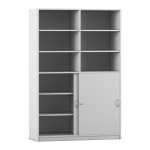 Flexeo Schiebetürenschrank, 12 Fächer, Mittelwand, 2 Türen, Breite 126,4 cm grau  (Zoom)