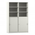 Flexeo Schiebetürenschrank, 12 Fächer, Mittelwand, 2 Türen, Breite 126,4 cm weiß geschlossen  (Zoom)