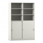 Flexeo Schiebetürenschrank, 12 Fächer, Mittelwand, 2 Türen, Breite 126,4 cm weiß geschlossen  (Zoom)