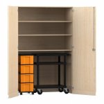 Flexeo Garagenschrank, 3 Fächer, 1 Rollcontainer, 4 Boxen, 1 Transportwagen Ahorn honig, gelb  (Zoom)