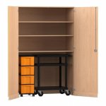 Flexeo Garagenschrank, 3 Fächer, 1 Rollcontainer, 4 Boxen, 1 Transportwagen Buche hell, gelb  (Zoom)