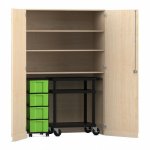 Flexeo Garagenschrank, 3 Fächer, 1 Rollcontainer, 4 Boxen, 1 Transportwagen Ahorn honig, grün  (Zoom)