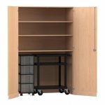 Flexeo Garagenschrank, 3 Fächer, 1 Rollcontainer, 4 Boxen, 1 Transportwagen Buche hell, transparent  (Zoom)