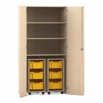 Flexeo Garagenschrank PRO, 2 Rollcontainer, 6 Boxen Gr. M, 3 Fächer Ahorn honig, gelb  (Zoom)