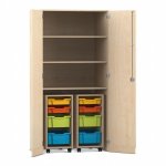 Flexeo Garagenschrank PRO, 2 Rollcontainer, 8 Boxen Gr. S und M, 3 Fcher