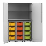 Flexeo Garagenschrank PRO, 3 Rollcontainer, 12 Boxen Gr, M, 2 Fächer grau, bunt  (Zoom)